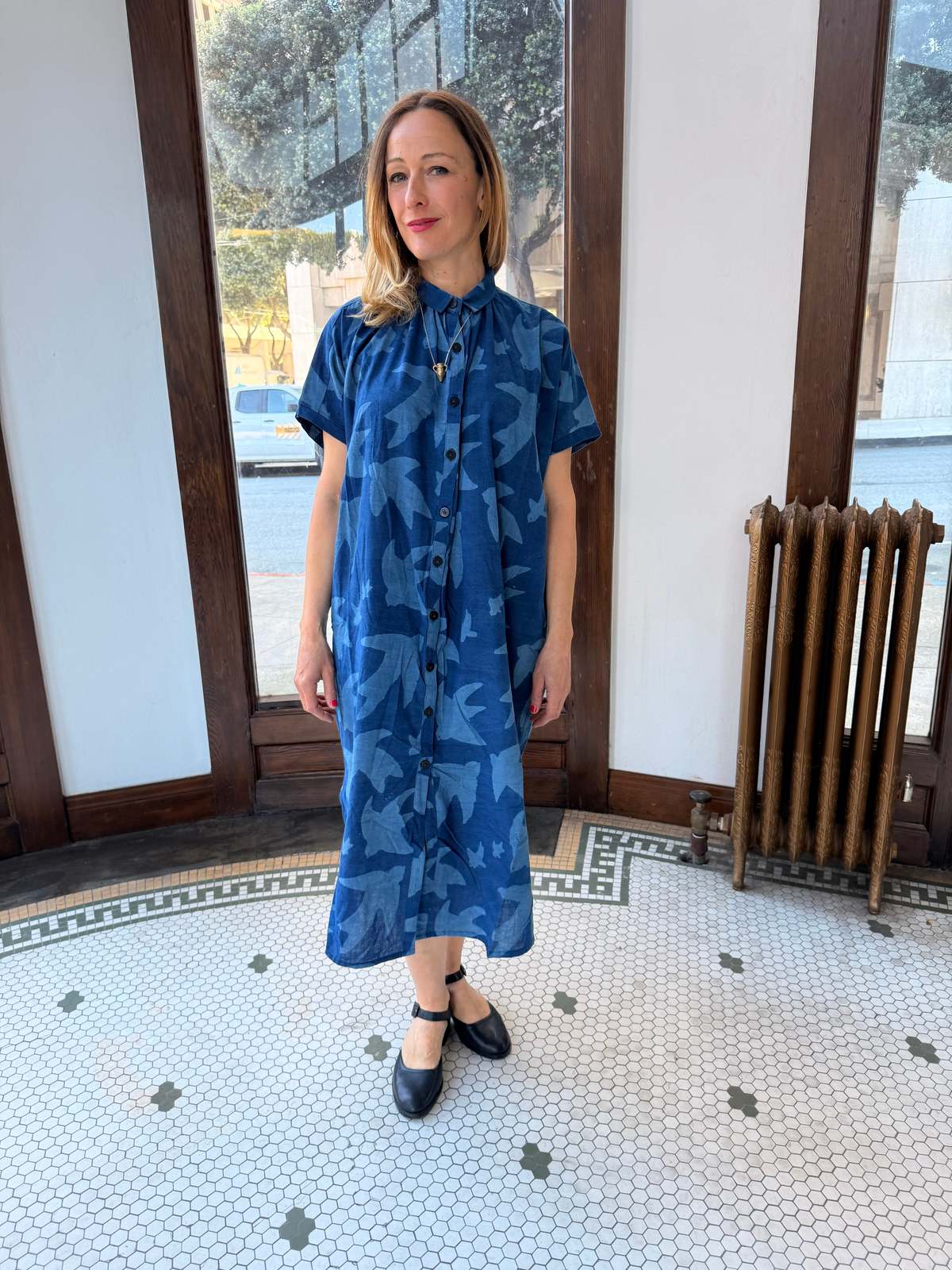 Happy French Gang Elise Indigo Print Libert by Ombre Claire Dress - Image 10 of 11