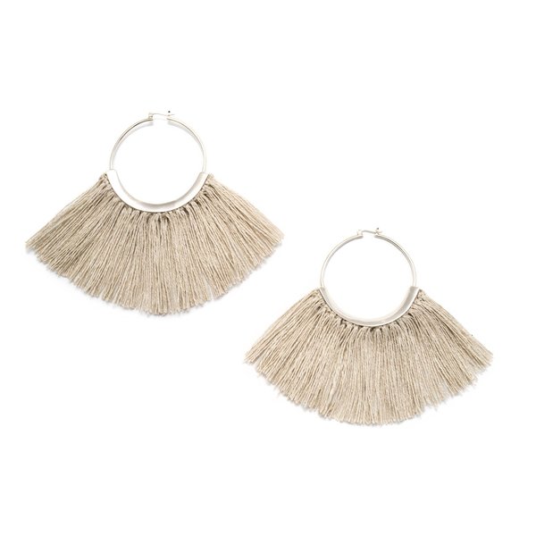 Erin Considine Ridge Fringe Hoops - Raw Flax Erin Considine Ridge Fringe Hoops - Raw Flax