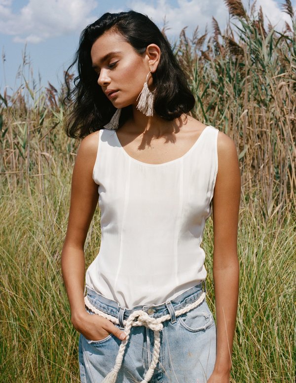 Erin Considine Ridge Fringe Hoops - Raw Flax Erin Considine Ridge Fringe Hoops - Raw Flax