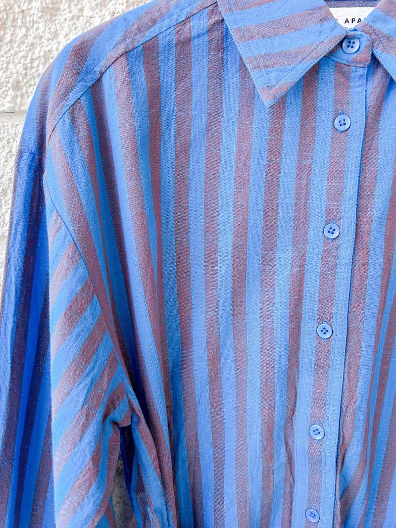 Apiece Apart Alessandra Mini Dress - Blue Pond Stripe