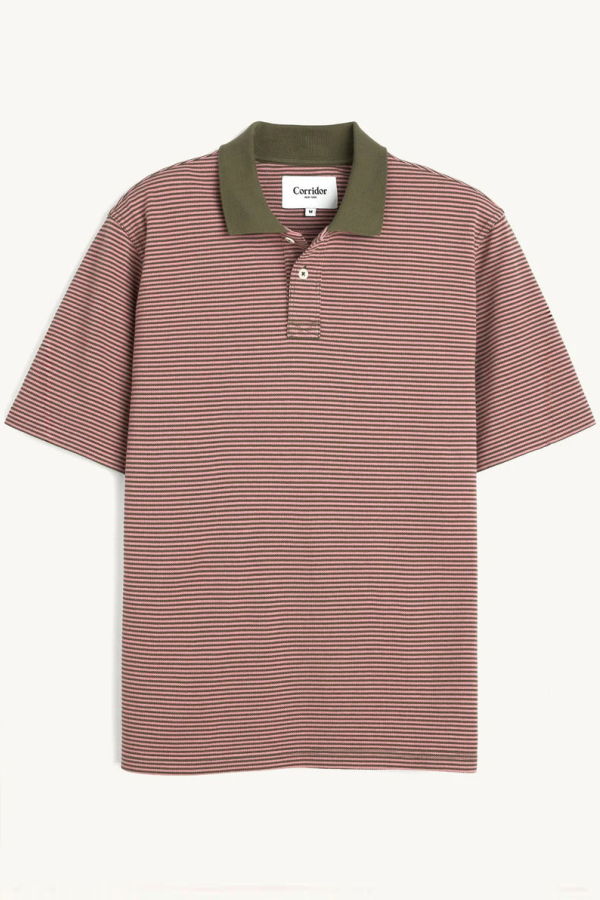 Corridor Pink Stripe Pique Polo