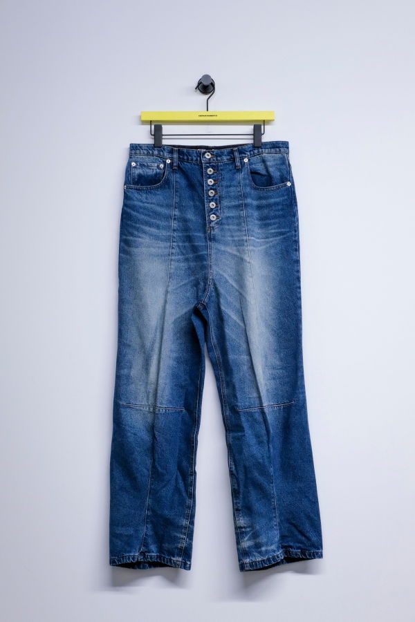 Edward Cuming Aged Light Blue Drop Dart Volume Jeans