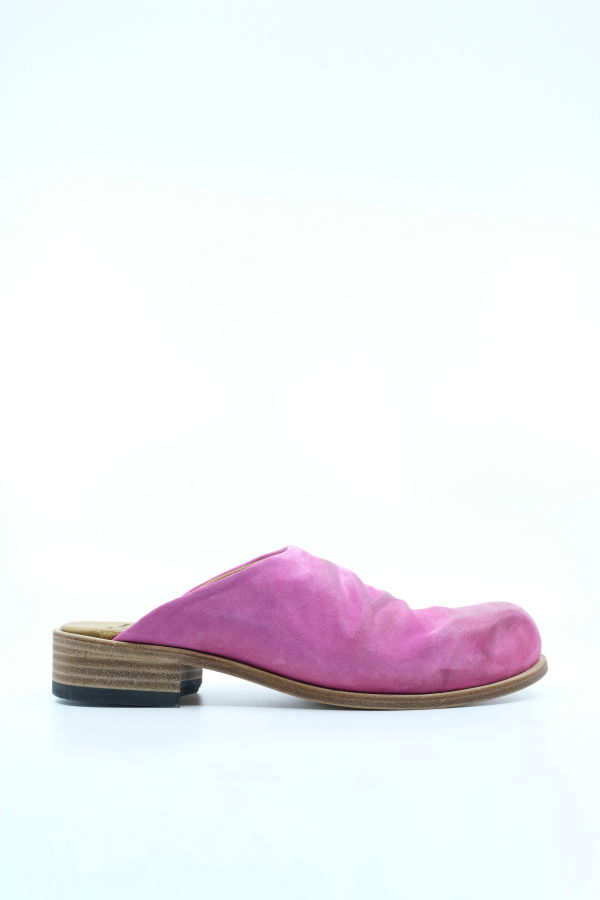 Edward Cuming Pink Suede Leather Bubble Toe Mule - Pink