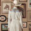 The Great. Embroidered Western Shirt - Cream w/Chambray - Thumbnail 3