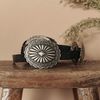 The Great. Tooled Leather Concho Belt - Black w/Silver - Thumbnail 2