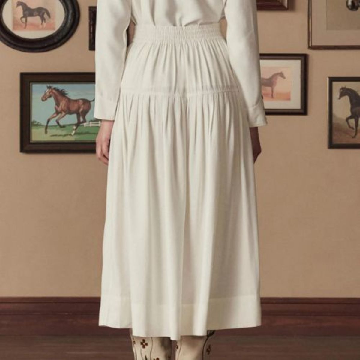 The Great. Western Embroidered Highland Skirt - Cream w/Chambray - Image 2 of 4