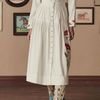 The Great. Western Embroidered Highland Skirt - Cream w/Chambray - Thumbnail 3