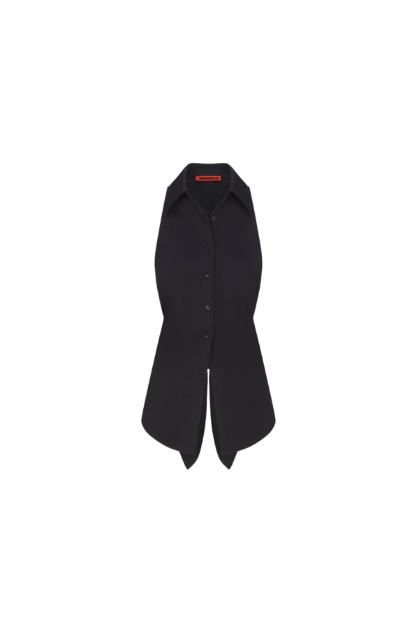 Simon Miller Loch Sleeveless Poplin Button Up Top - Black