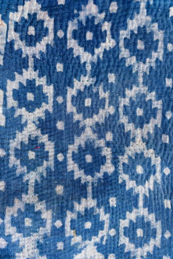 K&K Tabletops Indigo Kantha Reversible Design Blanket