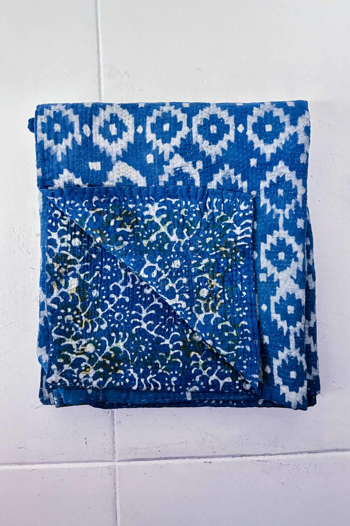 K&K Tabletops Indigo Kantha Reversible Design Blanket - Image 2 of 10