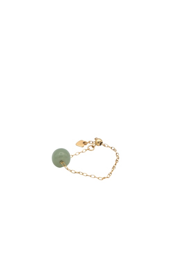Seree Zodiac Collection Libra Skinny Chain Jade Ring - Gold