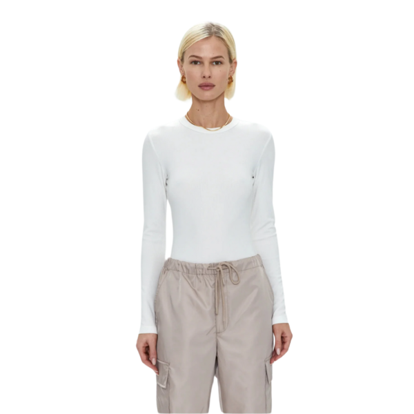 Pistola Bailey Long Sleeve Crew Neck Thong Bodysuit - Le Blanc