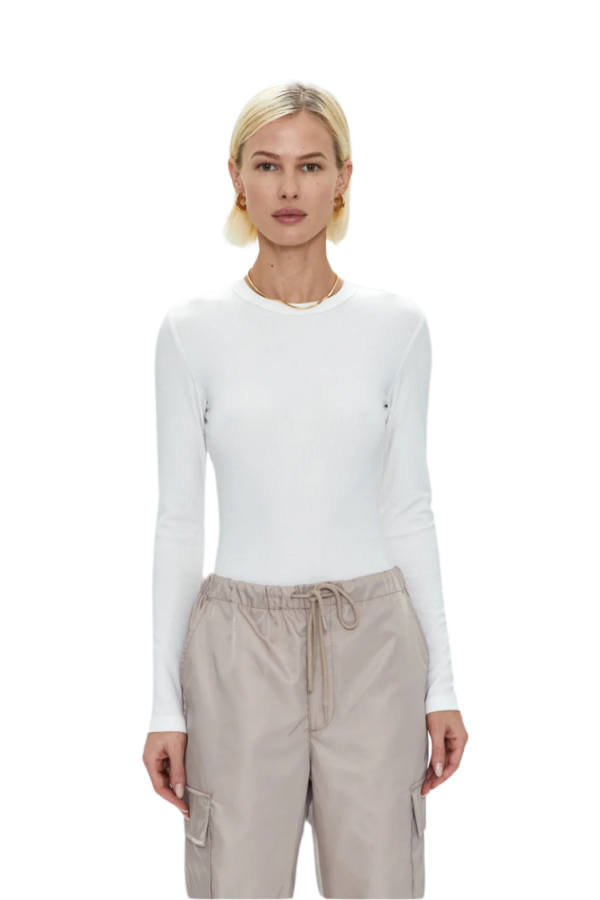 Pistola Bailey Long Sleeve Crew Neck Thong Bodysuit - Le Blanc