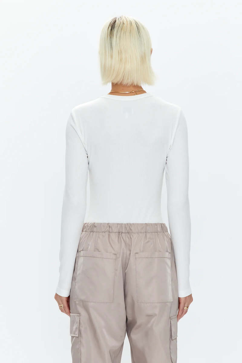 Pistola Bailey Long Sleeve Crew Neck Thong Bodysuit - Le Blanc