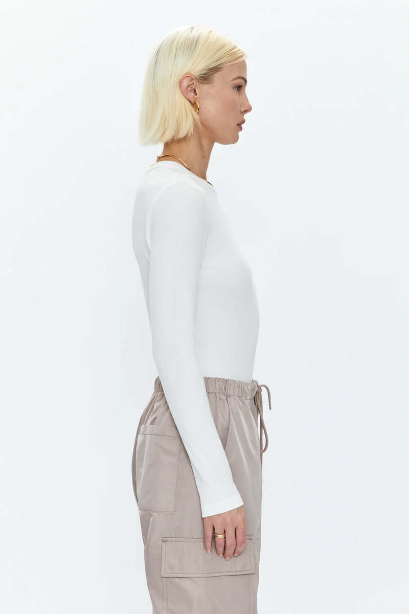 Pistola Bailey Long Sleeve Crew Neck Thong Bodysuit - Le Blanc