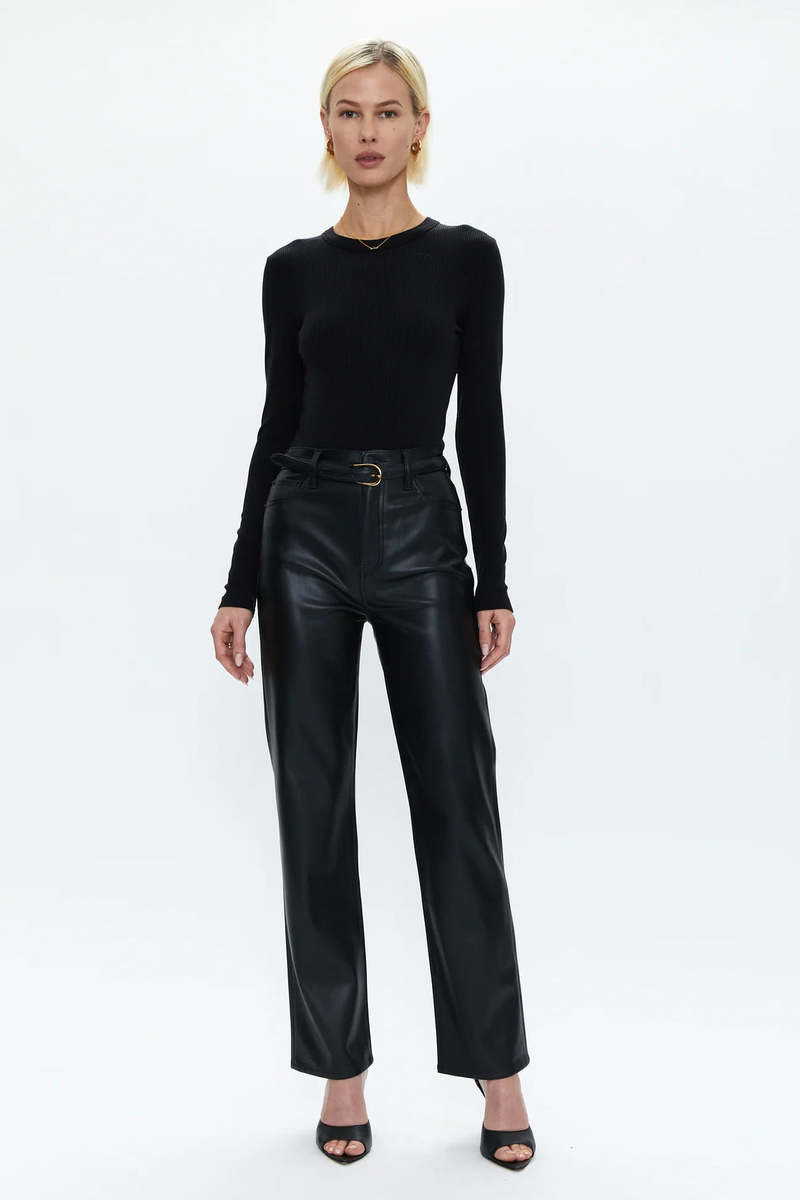 Pistola Bailey Long Sleeve Crew Neck Thong Bodysuit - Noir