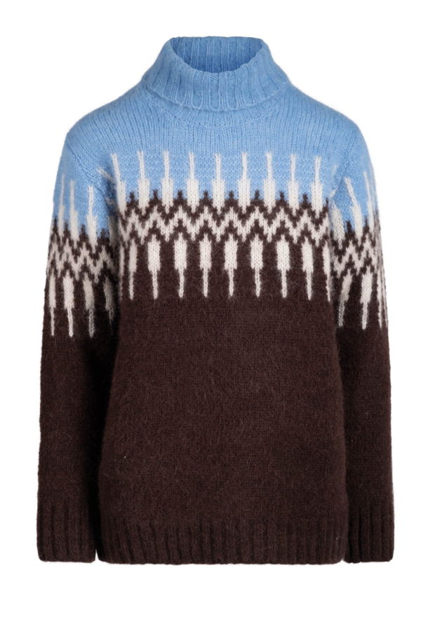 Naadam Brushed Luxe Fair Isle Turtleneck - Blue Combo IU