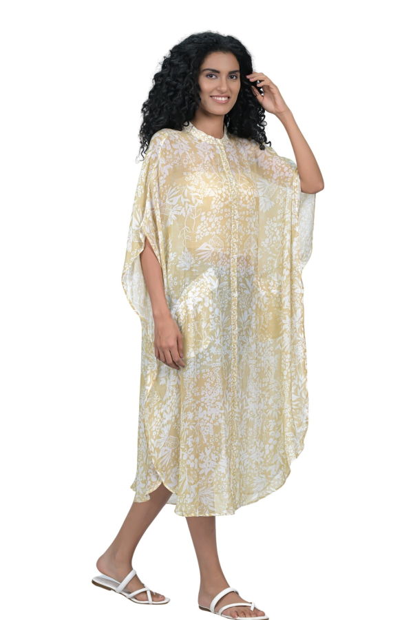 Vismaya Binary Leaflet Caftan - Golden