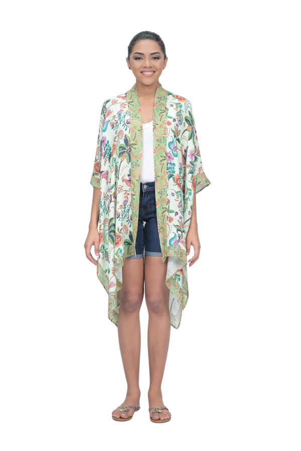 Vismaya Charming Floral Kimono - Green