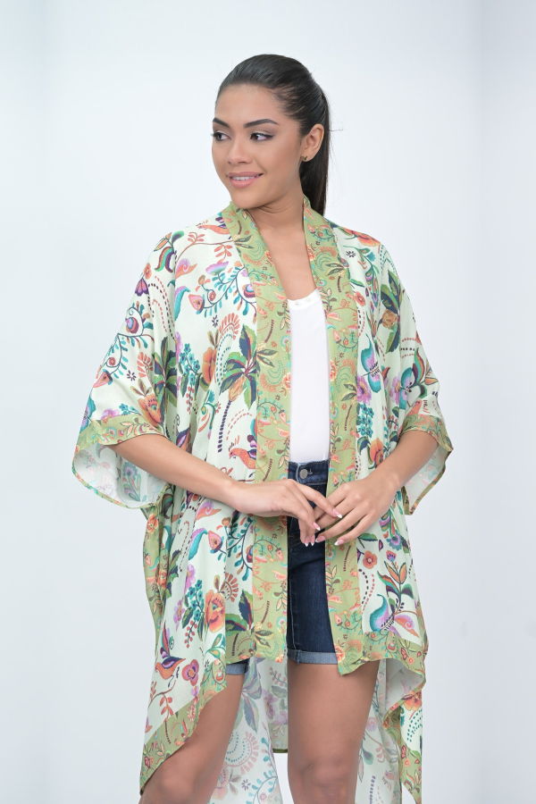 Vismaya Charming Floral Kimono - Green