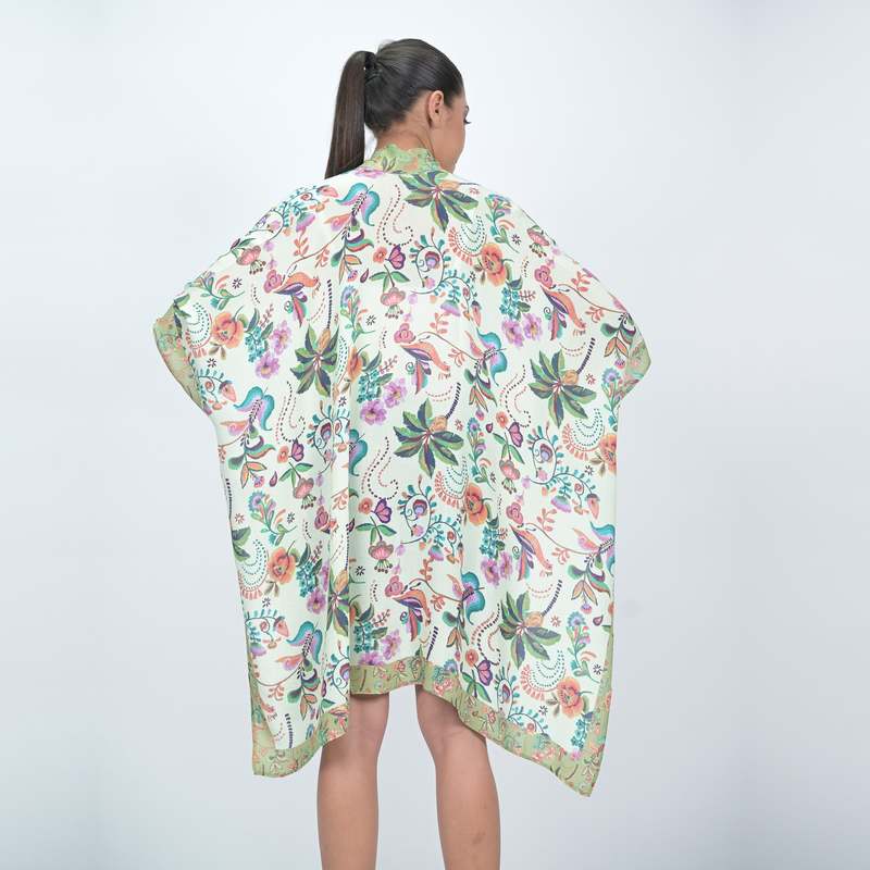Vismaya Charming Floral Kimono - Green