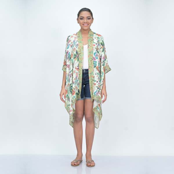 Vismaya Charming Floral Kimono - Green