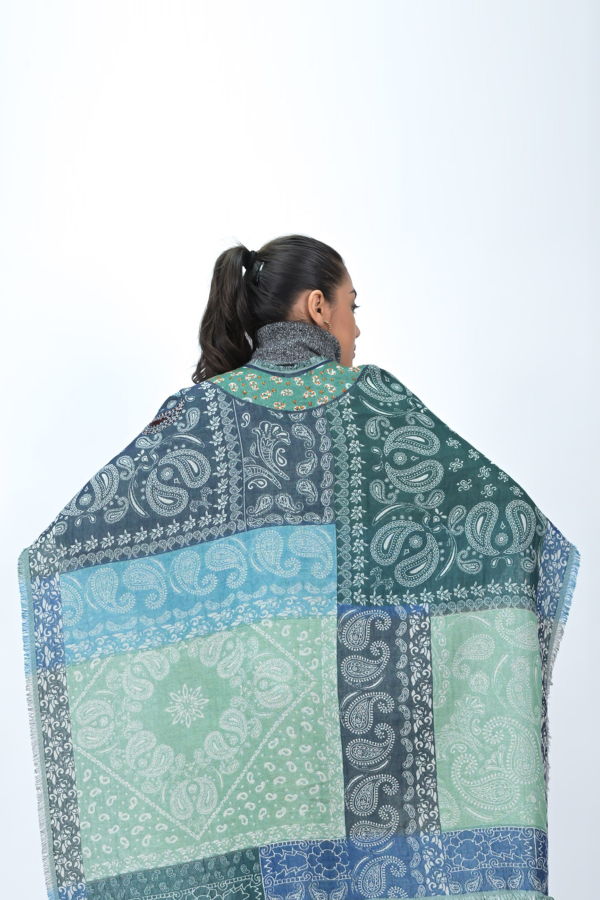 Vismaya Paloma Paisley Poncho - Green/Multicolor