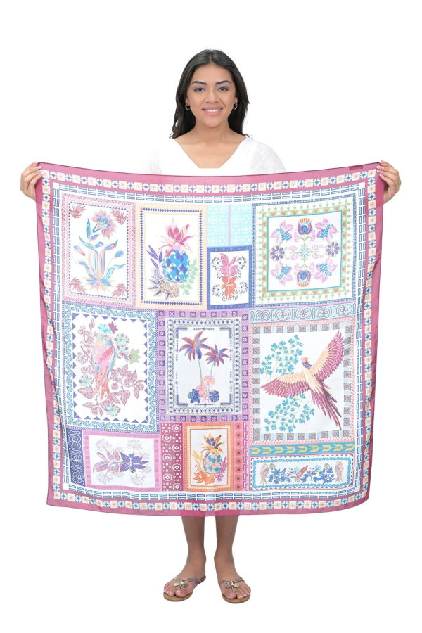 Vismaya Pine Flamingo Scarf - Maroon