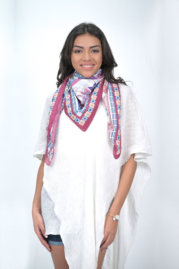 Vismaya Pine Flamingo Scarf - Maroon