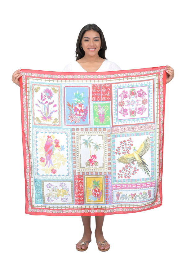 Vismaya Pine Flamingo Scarf - Red