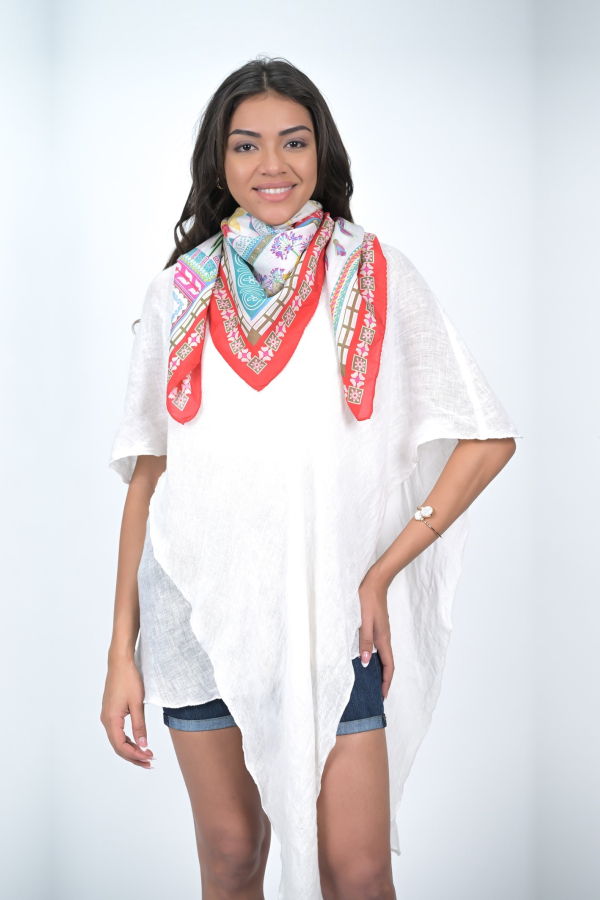 Vismaya Pine Flamingo Scarf - Red