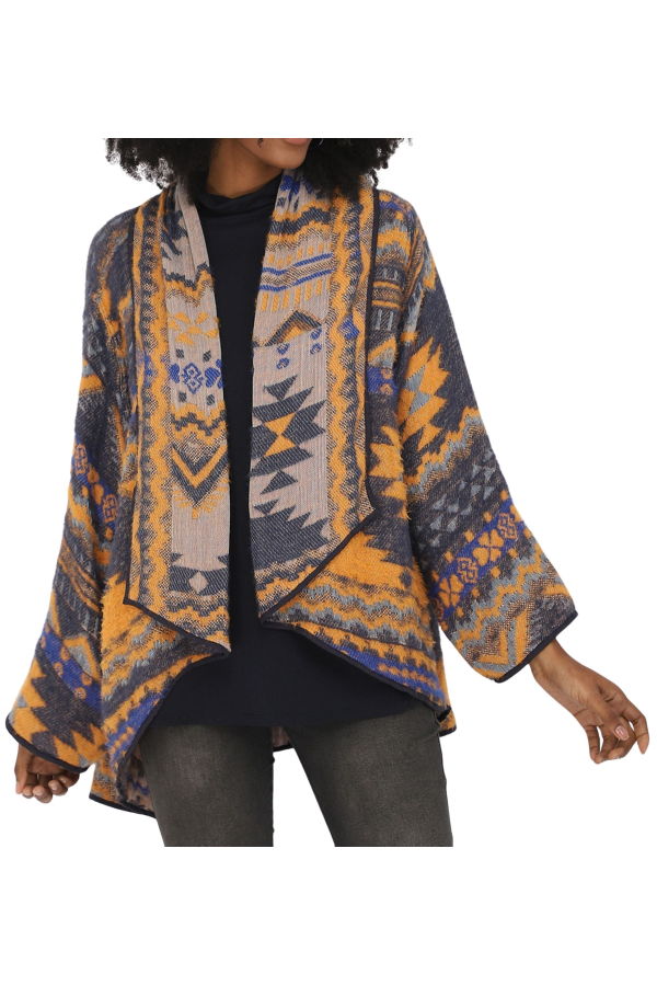 Vismaya Santo Kimono - Navy Mustard