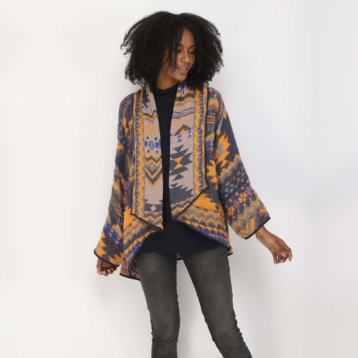 Vismaya Santo Kimono - Navy Mustard - Image 8 of 8