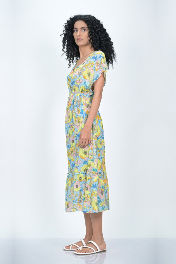 Vismaya Sunrise Blossom Caftan - Blue