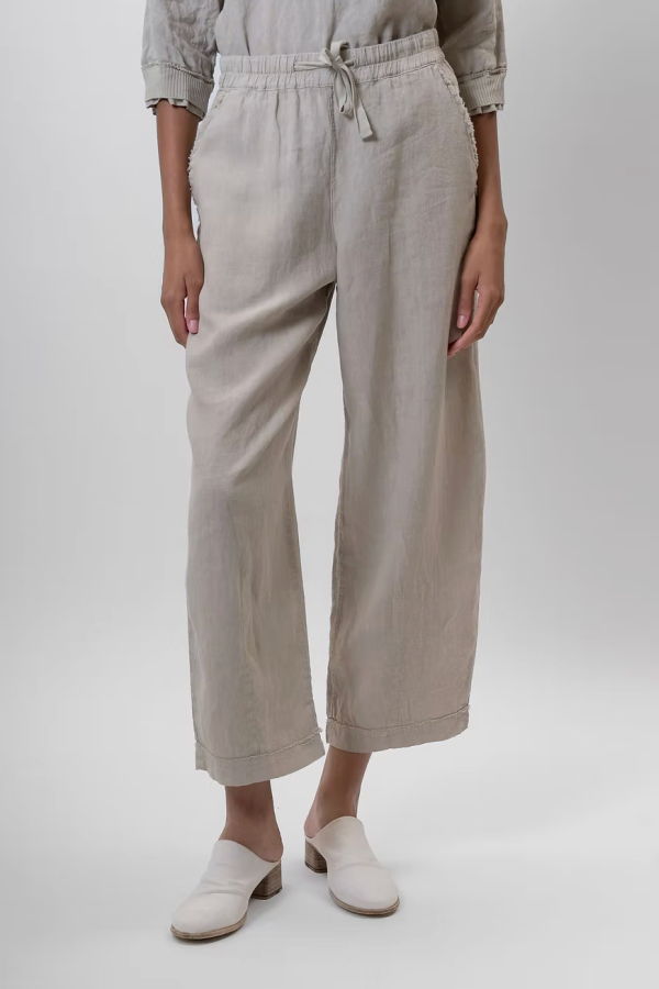 Aequamente Linen Sand Drawstring Pants