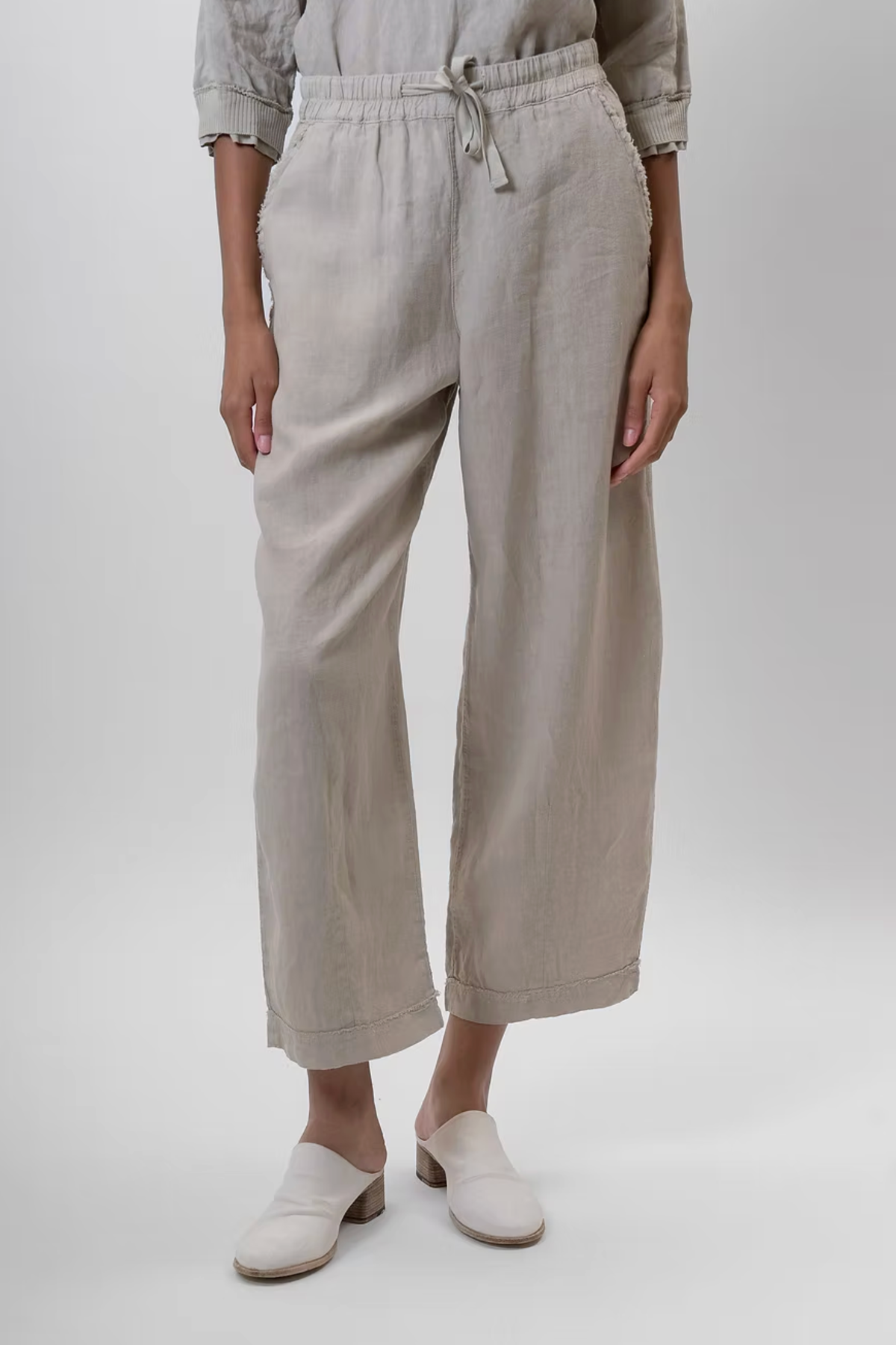 Aequamente Linen Sand Drawstring Pants - Image 1 of 3