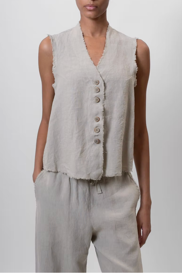 Aequamente Linen Sand Vest - Sand