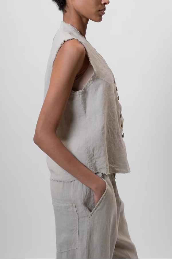 Aequamente Linen Sand Vest - Sand
