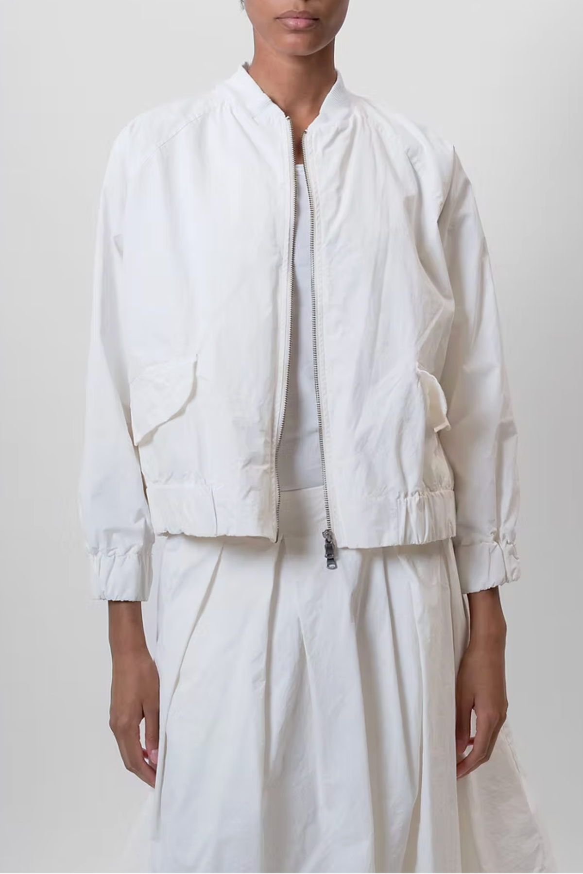 Aequamente Zip Up Bomber Jacket - White - Image 1 of 3