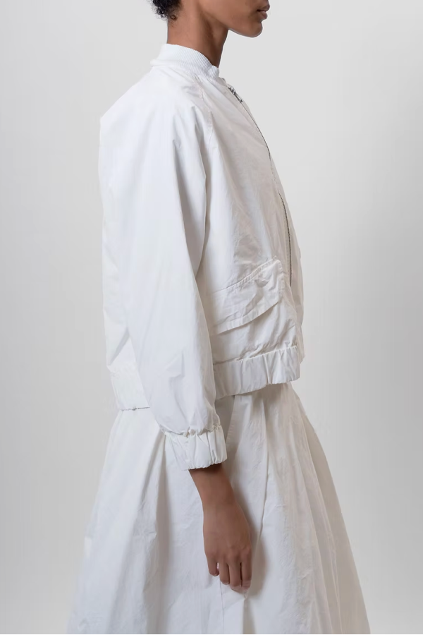 Aequamente Zip Up Bomber Jacket - White