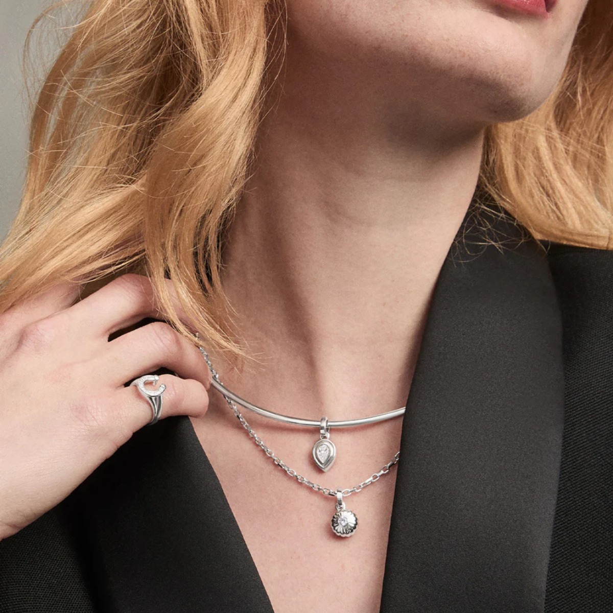 Adina Reyter Groovy Diamond Flower Hinged Charm - Silver - Image 1 of 4