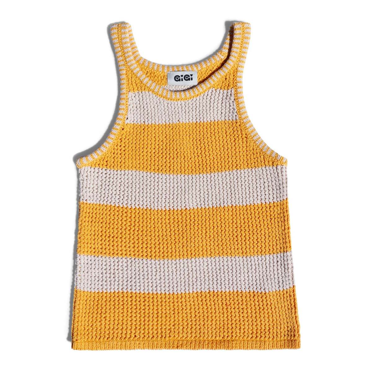 Gigi Knitwear Mesh Cotton Tank Dress - Natural/Yellow - Image 1 of 1