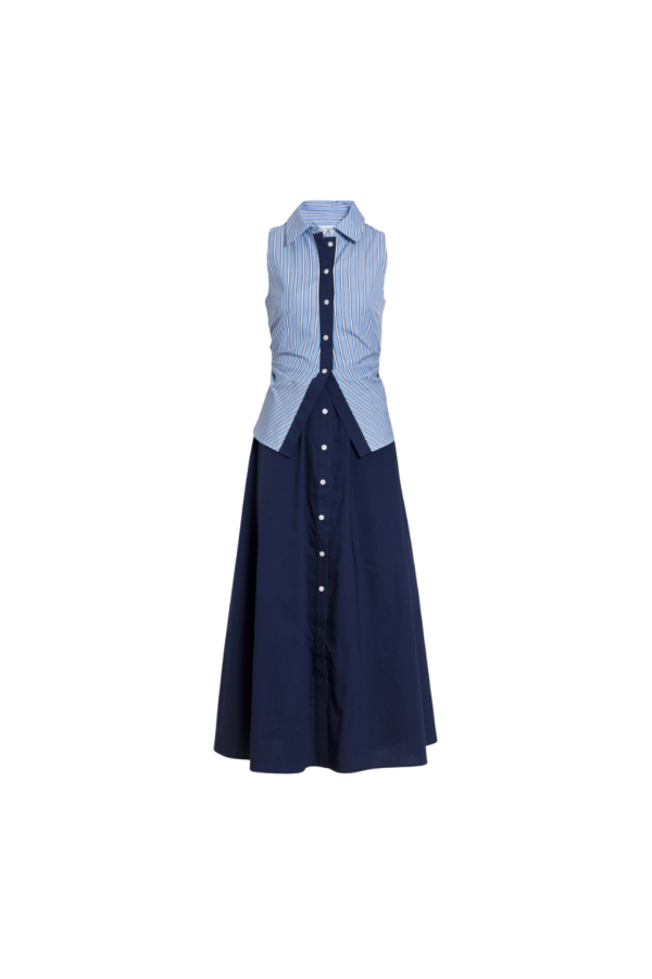 Tanya Taylor Hannah Dress - Cloudy Blue/ Optic White
