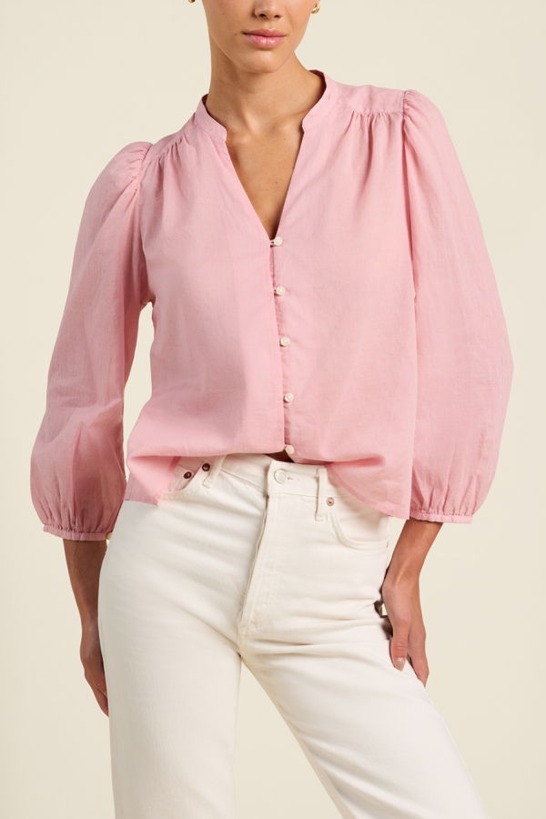 Trovata Maisey Blouse - Blush Houndstooth