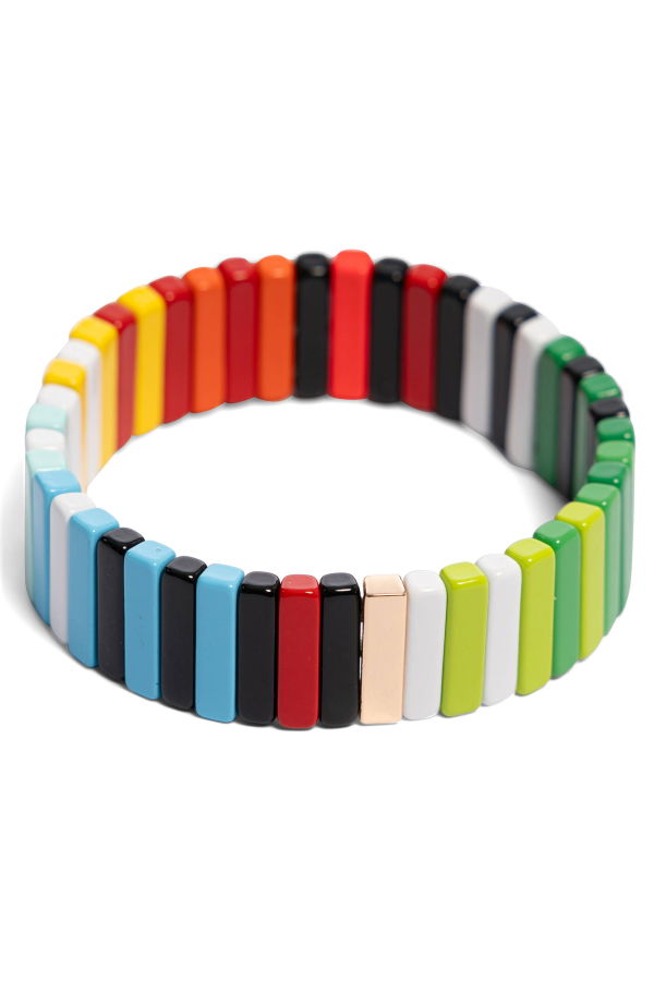 Daily Candy London Stripe Colorful Thick Tile Bracelet