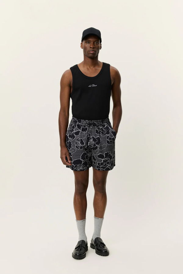 LES DEUX Charlie Poppy AOP Shorts - Cognac