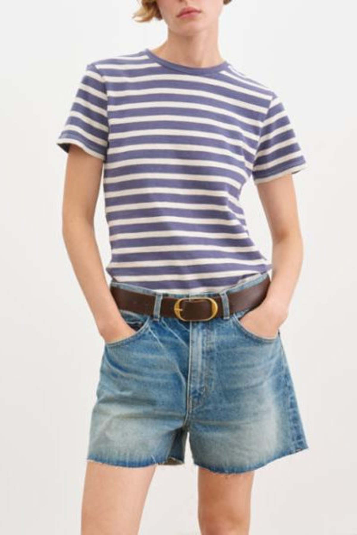 Nili Lotan Lana Crewneck Tee - French Blue / Off White - Image 1 of 1