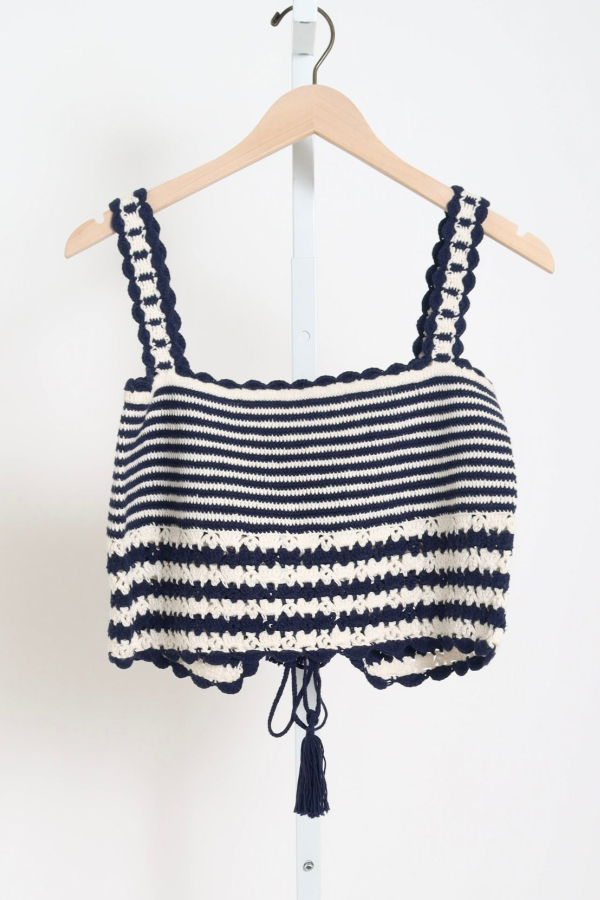 ELEVEN SIX Caria Stripe Crochet Top
