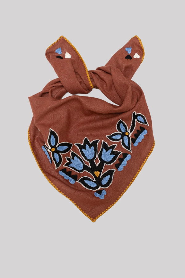 Last Chance Textiles Embroidered Silk Noil Bandana