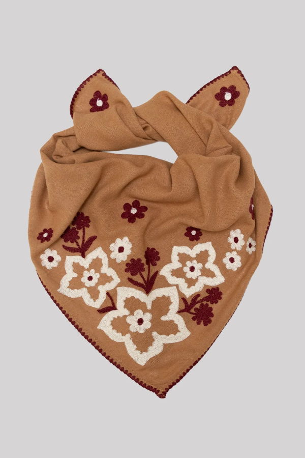 Last Chance Textiles Embroidered Silk Noil Bandana